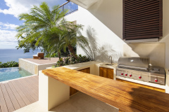 Poolside barbecue and outdoor entertaining area at Villa Belvedere