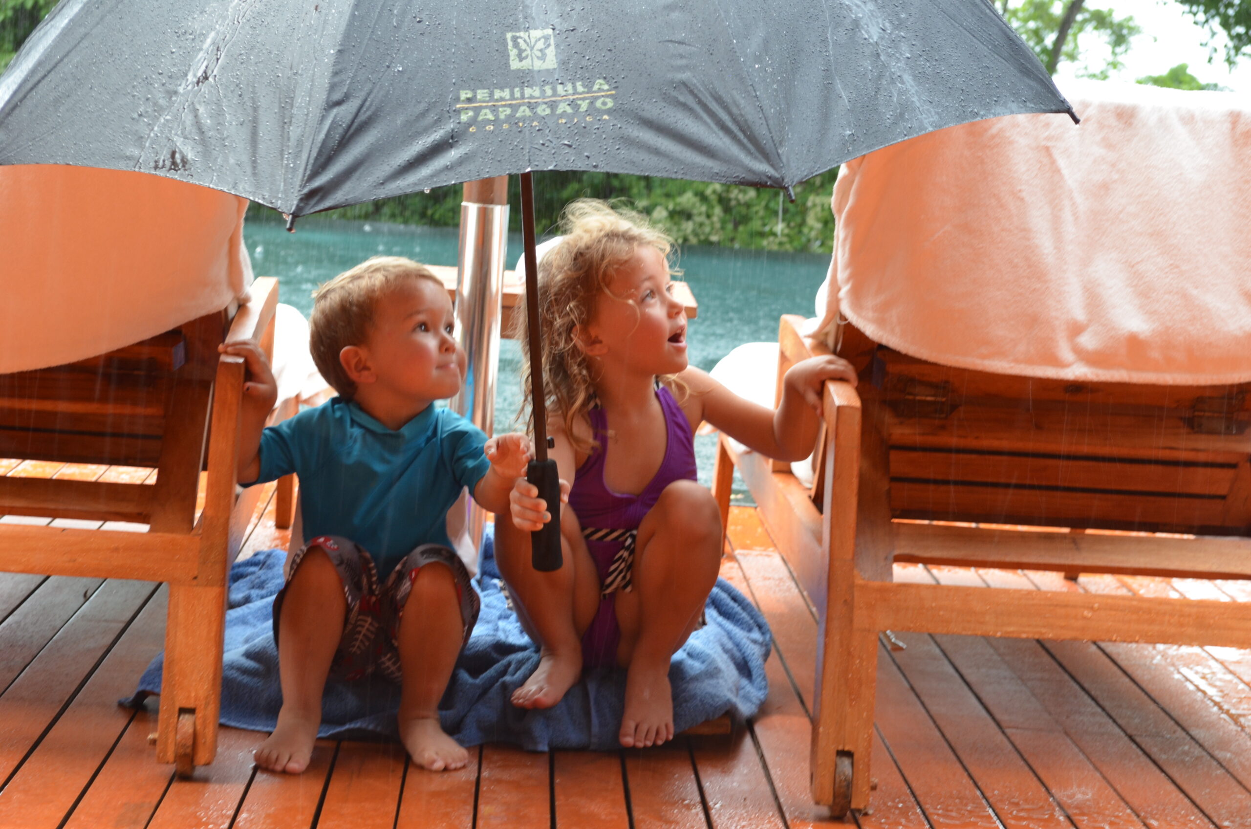 hildren under a Peninsula Papagayo umbrella in Costa Rica