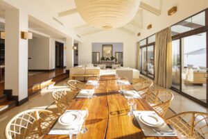 Elegant dining room inside a luxury villa in Peninsula Papagayo prepared for a private chef experience